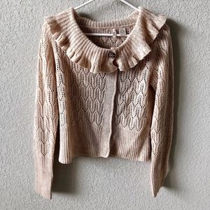 Moth Ruffle Cardigan Sweater